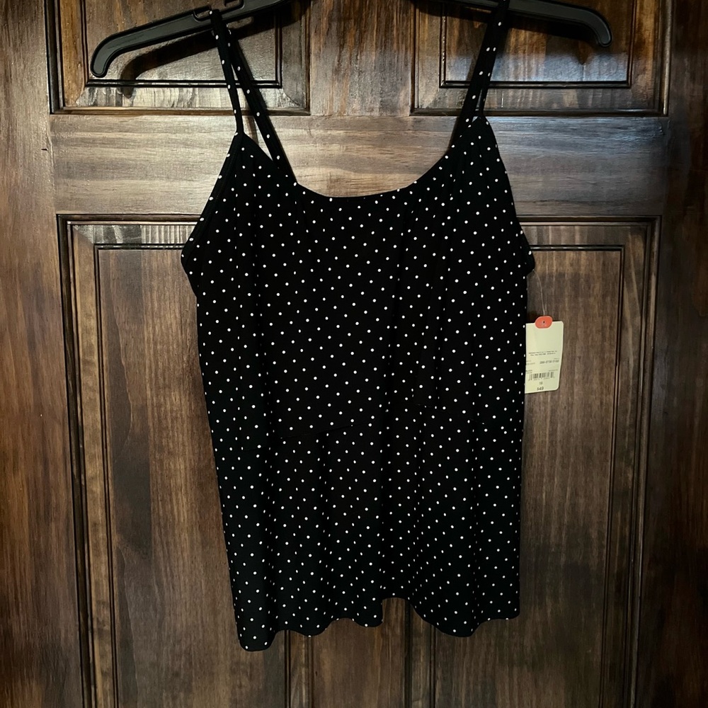 Black Polka Dot Women's swim Top